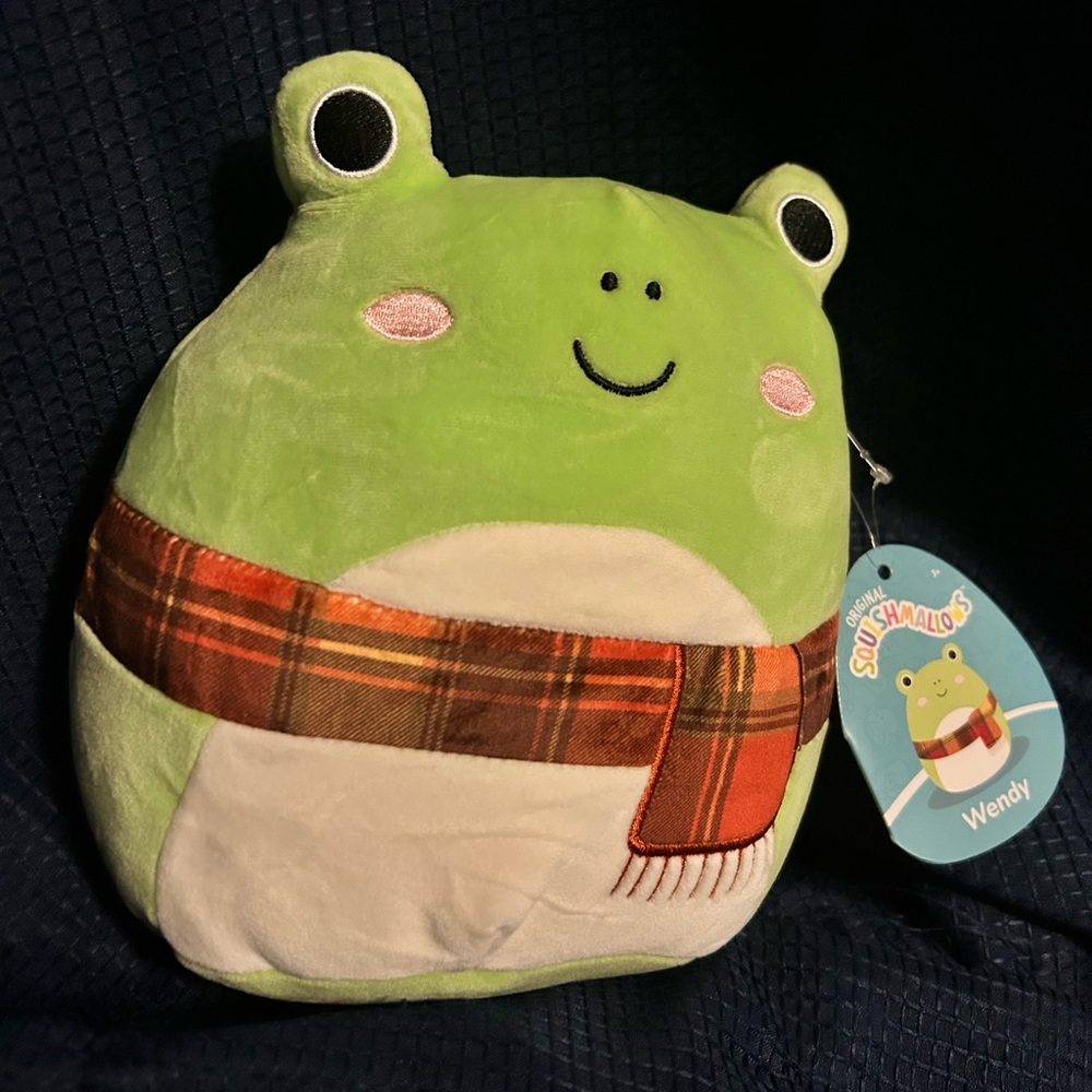 Squishmallows Green‎ Frog Wendy with Plaid Scarf